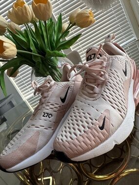 Nike Air Max 270 Women’s Sneakers - Light Pink with Black Swoosh